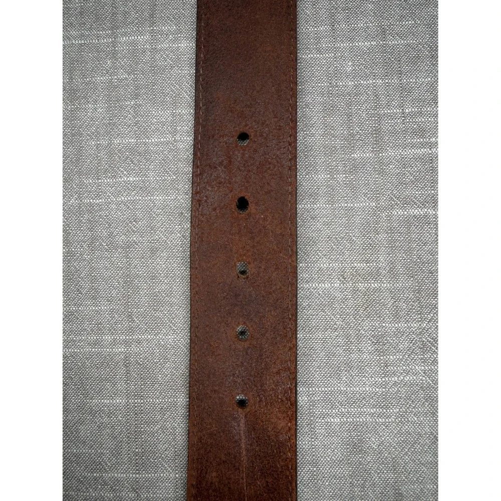 Justin Bent Rail Mens Brown Leather Belt 40 Western Made in USA Silver Buckle